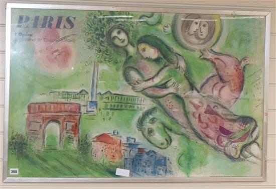 After Marc Chagall, poster, Paris LOpera, 63 x 98cm